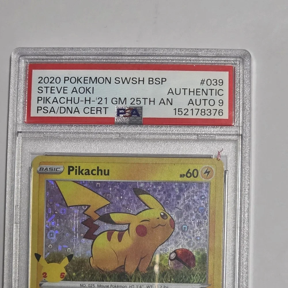 Steve Aoki Signed Pikachu PSA DNA Auto 9 Pokemon 2020 SWSH Promo Card - Picture 3 of 4